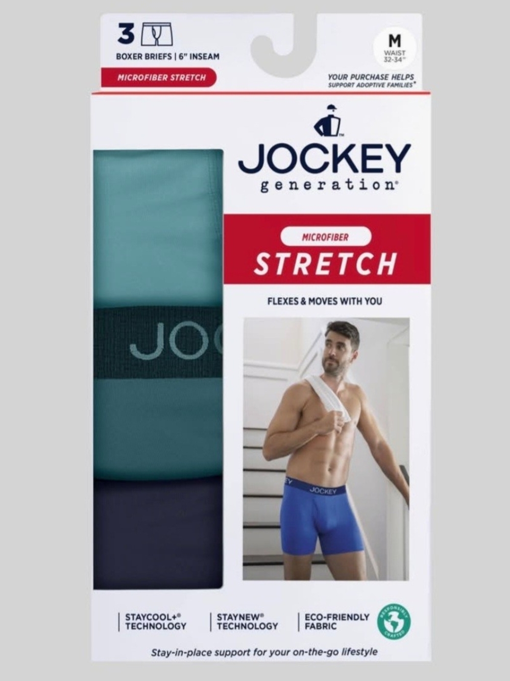 Jockey Men's Microfiber Stretch Boxer Briefs - 3 Pack